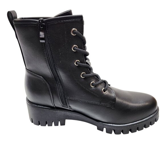 Black Combat Style Ankle Boots  Women Size 10 Lace-Up & Zipper Closure - Picture 7 of 12